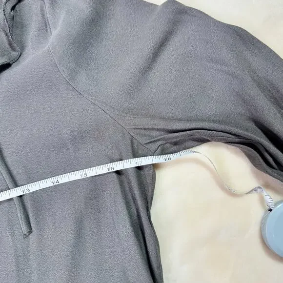 Pleione Ruffled Tied Tunic Blouse Gray Women’s Small Regency Shirttail Hem - Picture 16 of 16